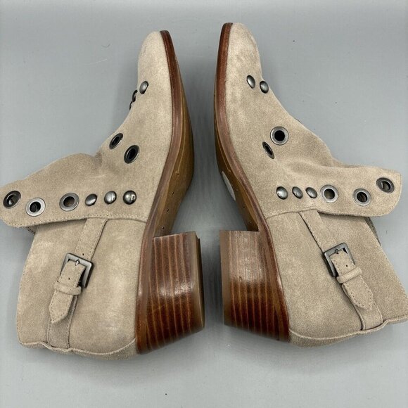 Sam Edelman Beige Suede Pedra Grommet Women’s Ankle Boots Size 8.5 - Picture 6 of 7